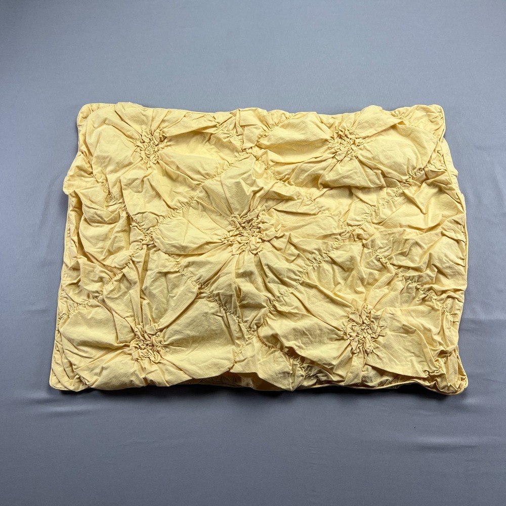 One Pier 1 Imports Standard Pillow Sham Yellow Ruched Floral (18" X 24")